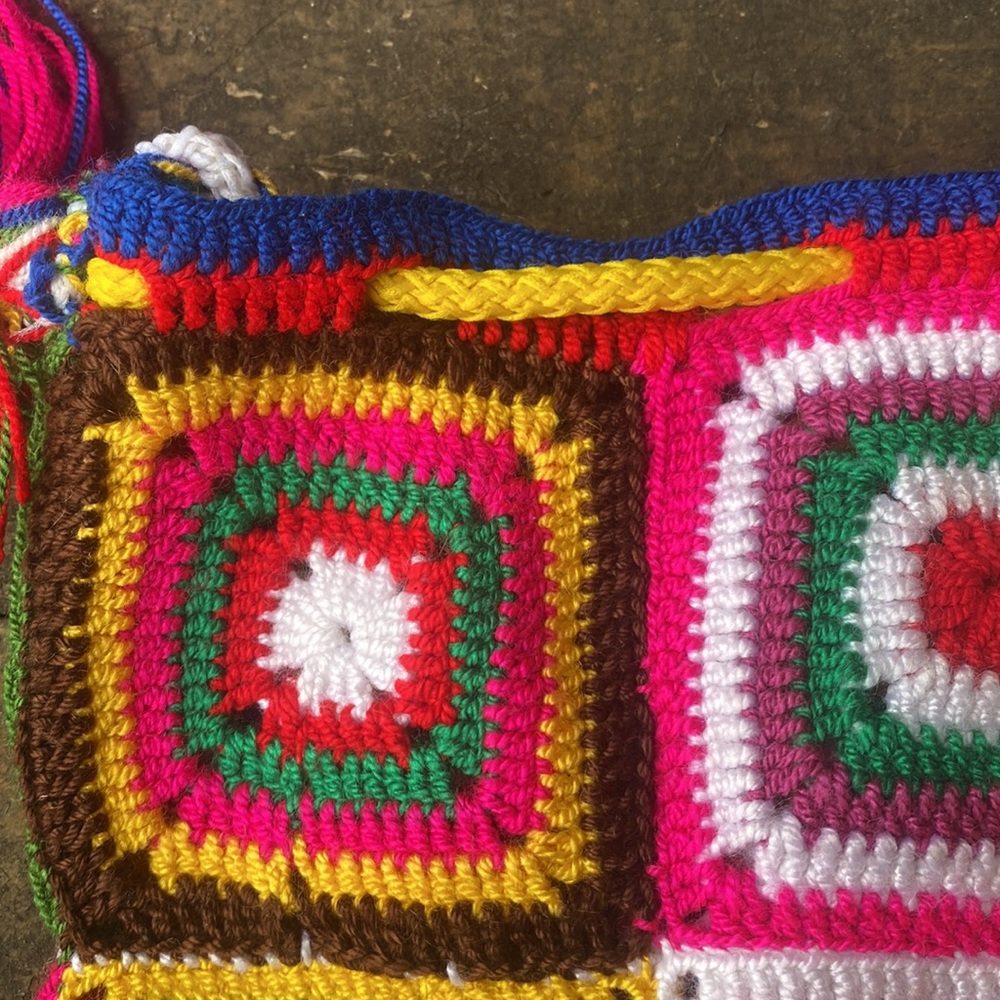 Handcrafted Granny Square Crochet Patch Bag | Colorful Boho Purse - Picture 8 of 9